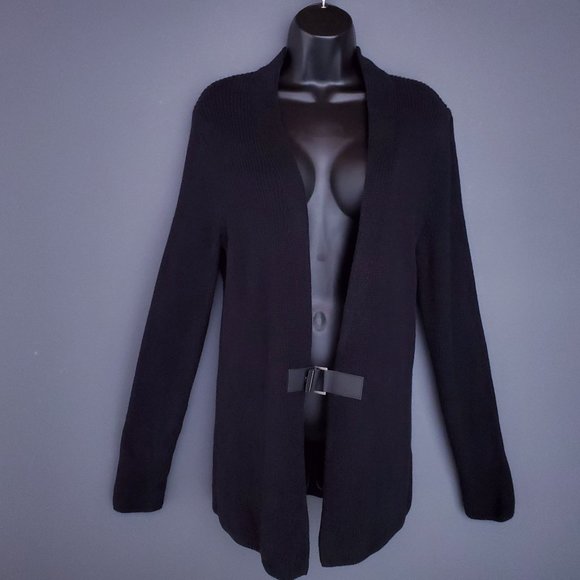 BANANA REPUBLIC Long Cardigan Buckle Closure Business casual Black Size Small - Picture 1 of 5